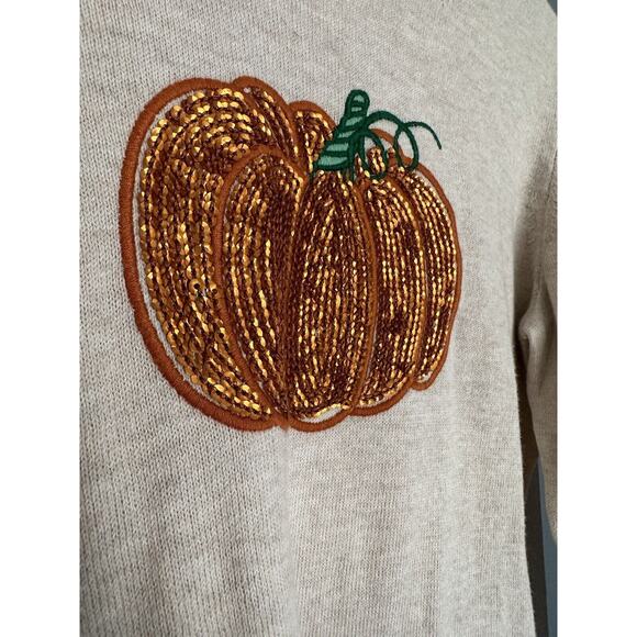 NWT Crewcuts Girls Teddie Cotton Pumpkin Sequin Lightweight Sweater Sz XL 12/14 - Picture 6 of 8